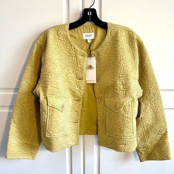 NWT Joie “Brooke” quilted cotton jacket In yellow olive oil. Size S - Picture 8 of 13